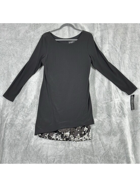 Betsy & Adam Dresses & Skirts - Betsy & Adam Women's 14 Dress Black Long Sleeve Asymmetric Layered Sequin Skirt